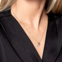 Chisholm Hunter 9ct 2 Colour Gold Brilliant Cut 0.06ct Diamond Double Heart Pendant -Chisholm Hunter 15 119 18 0017 om 1