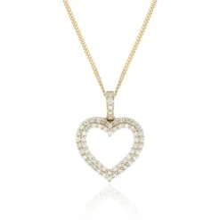 Chisholm Hunter 9ct Yellow Gold Round Brilliant Diamond 0.42ct Double Halo Heart Pendant