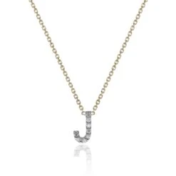 Chisholm Hunter 9ct Yellow Gold 0.04ct Diamond 'J' Initial Pendant