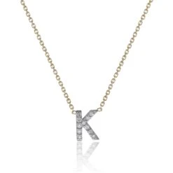 Chisholm Hunter 9ct Yellow Gold 0.06ct Diamond 'K' Initial Pendant