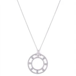 Chisholm Hunter Exclusive 18ct White Gold Round Brilliant Rub Over Open Fancy Circle 0.90ct Diamond Necklace