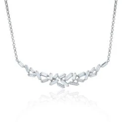 Chisholm Hunter 18ct White Gold Baguette Cut 1.20ct Diamond Cluster Necklace