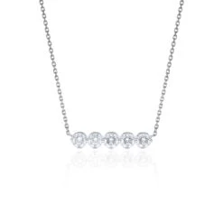 Chisholm Hunter 18ct White Gold Round Brilliant 0.60ct Diamond Fancy Bar Necklace