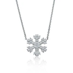 Chisholm Hunter 9ct White Gold Brilliant Cut 0.25ct Diamond Snowflake Necklace