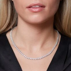 Chisholm Hunter 9ct White Gold Round Brilliant 6.65ct Diamond Cluster Necklace -Chisholm Hunter 15 120 03 0052 om 2