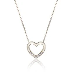 Chisholm Hunter 9ct Yellow Gold Round Brilliant Cut Heart Shape 0.04ct Diamond Necklet