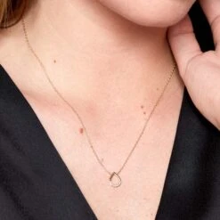 Chisholm Hunter 9ct Yellow Gold Round Brilliant Cut Pear Shape 0.05ct Diamond Necklet -Chisholm Hunter 15 120 04 0019 ls 1