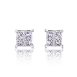 Chisholm Hunter 18ct White Gold Princess Cut 0.25ct Diamond Stud Earrings