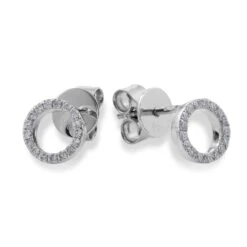 Chisholm Hunter 18ct White Gold Brilliant Cut 0.15ct Diamond Circle Stud Earrings