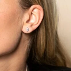 Chisholm Hunter 18ct White Gold Pear Cut 0.71ct Diamond Halo Stud Earrings -Chisholm Hunter 15 121 02 0171 ls 1