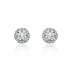 Chisholm Hunter 18ct White Gold Brilliant Cut 0.70ct Diamond Halo Stud Earrings