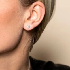 Chisholm Hunter 18ct White Gold Brilliant Cut 0.70ct Diamond Halo Stud Earrings -Chisholm Hunter 15 121 02 0172 om 2