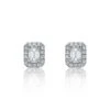 Chisholm Hunter 18ct White Gold Emerald Cut 0.74ct Diamond Halo Stud Earrings