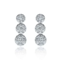 Chisholm Hunter 18ct White Gold Brilliant Cut 2.10ct Diamond Drop Cluster Earrings