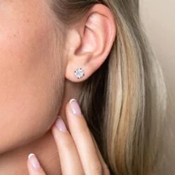 Chisholm Hunter 18ct White Gold Marquise And Princess Cut 0.83ct Diamond Cluster Earrings -Chisholm Hunter 15 121 02 0181 om 1