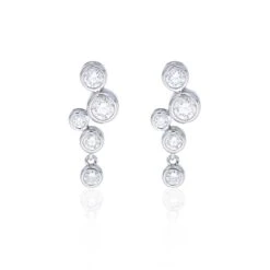 Chisholm Hunter 18ct White Gold Rub Over Brilliant Cut 0.71ct Diamond Drop Earrings