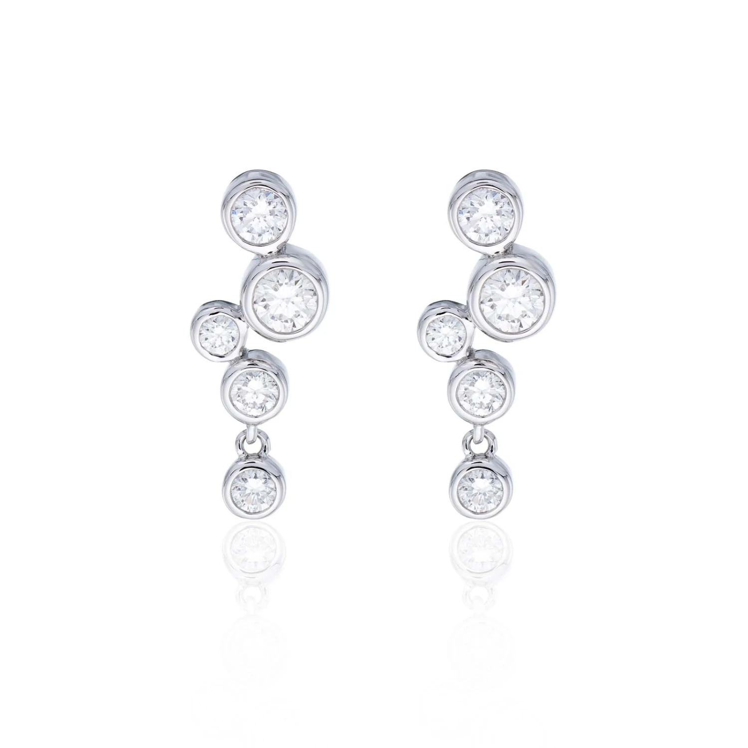 Chisholm Hunter 18ct White Gold Rub Over Brilliant Cut 0.71ct Diamond Drop Earrings 3 Chisholm Hunter 18ct White Gold Rub Over Brilliant Cut 0.71ct Diamond Drop Earrings