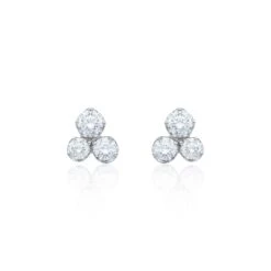 Chisholm Hunter 18ct White Gold 0.65ct Round Brilliant Fancy Cluster Diamond Earrings