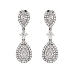 Chisholm Hunter 18ct White Gold 2.00ct Diamond Pear Drop Earrings