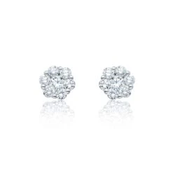 Chisholm Hunter 18ct White Gold Brilliant Cut 0.75ct Diamond Cluster Stud Earrings