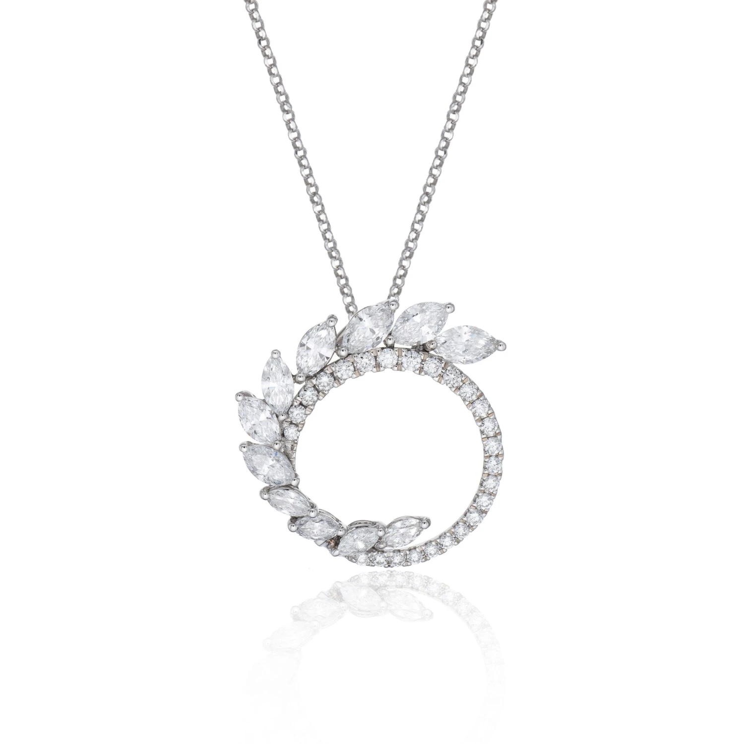Chisholm Hunter 18ct White Gold 1.33ct Marquise And Brilliant Cut Fancy Circle Pendant 3 Chisholm Hunter 18ct White Gold 1.33ct Marquise And Brilliant Cut Fancy Circle Pendant