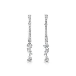Chisholm Hunter 18ct White Gold Mix Cut Diamond 0.77ct Drop Earrings