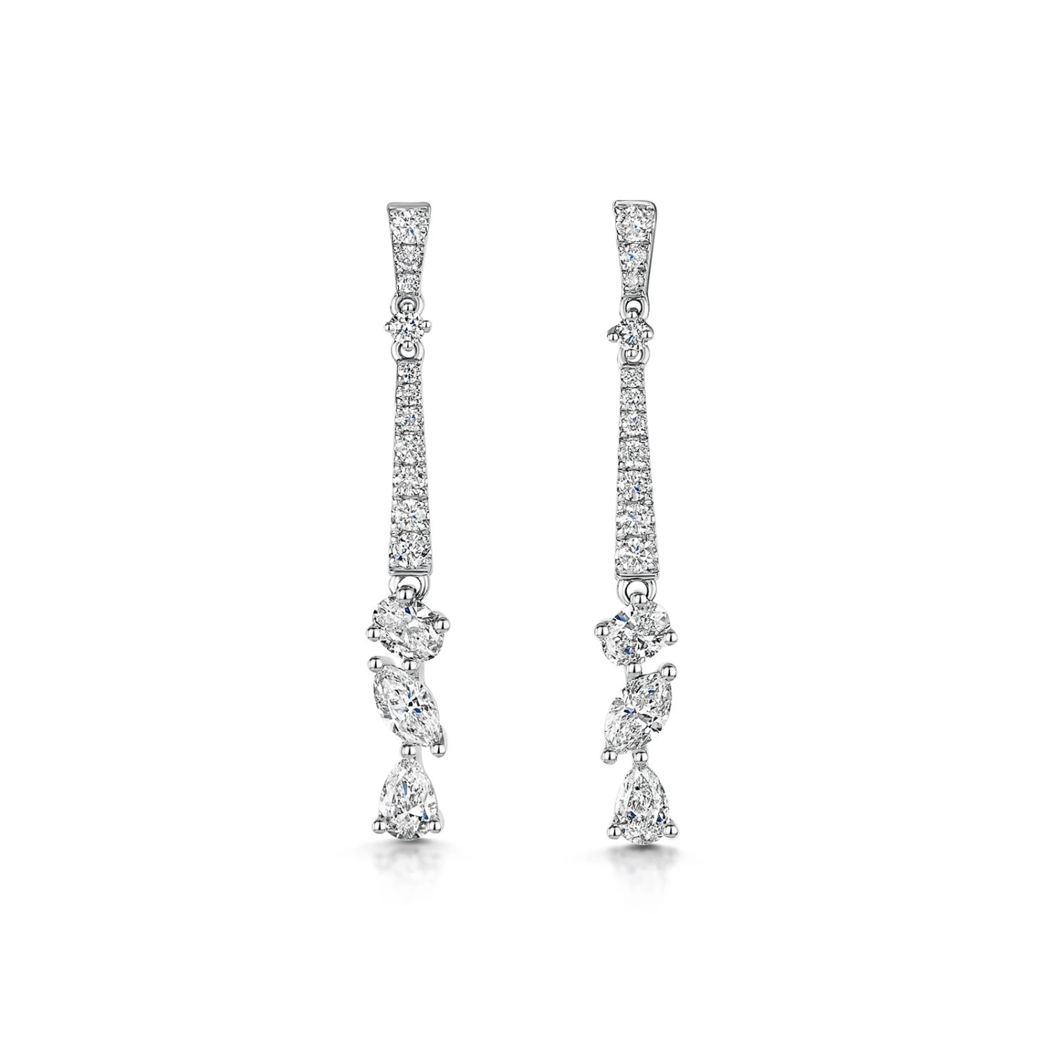 Chisholm Hunter 18ct White Gold Mix Cut Diamond 0.77ct Drop Earrings 3 Chisholm Hunter 18ct White Gold Mix Cut Diamond 0.77ct Drop Earrings
