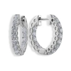 Chisholm Hunter 18ct White Gold Brilliant Cut 1.50ct Diamond Hoop Earrings