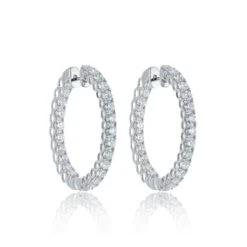 Chisholm Hunter 18ct White Gold Brilliant Cut 5.00ct Diamond Hoop Earrings
