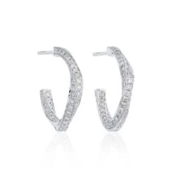 Chisholm Hunter 18ct White Gold Brilliant Cut Diamond 1.01ct Twisted Circle Earrings