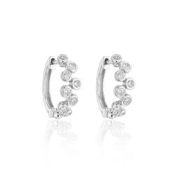 Chisholm Hunter 18ct White Gold 0.45ct Rub Over Diamond Hoop Earrings