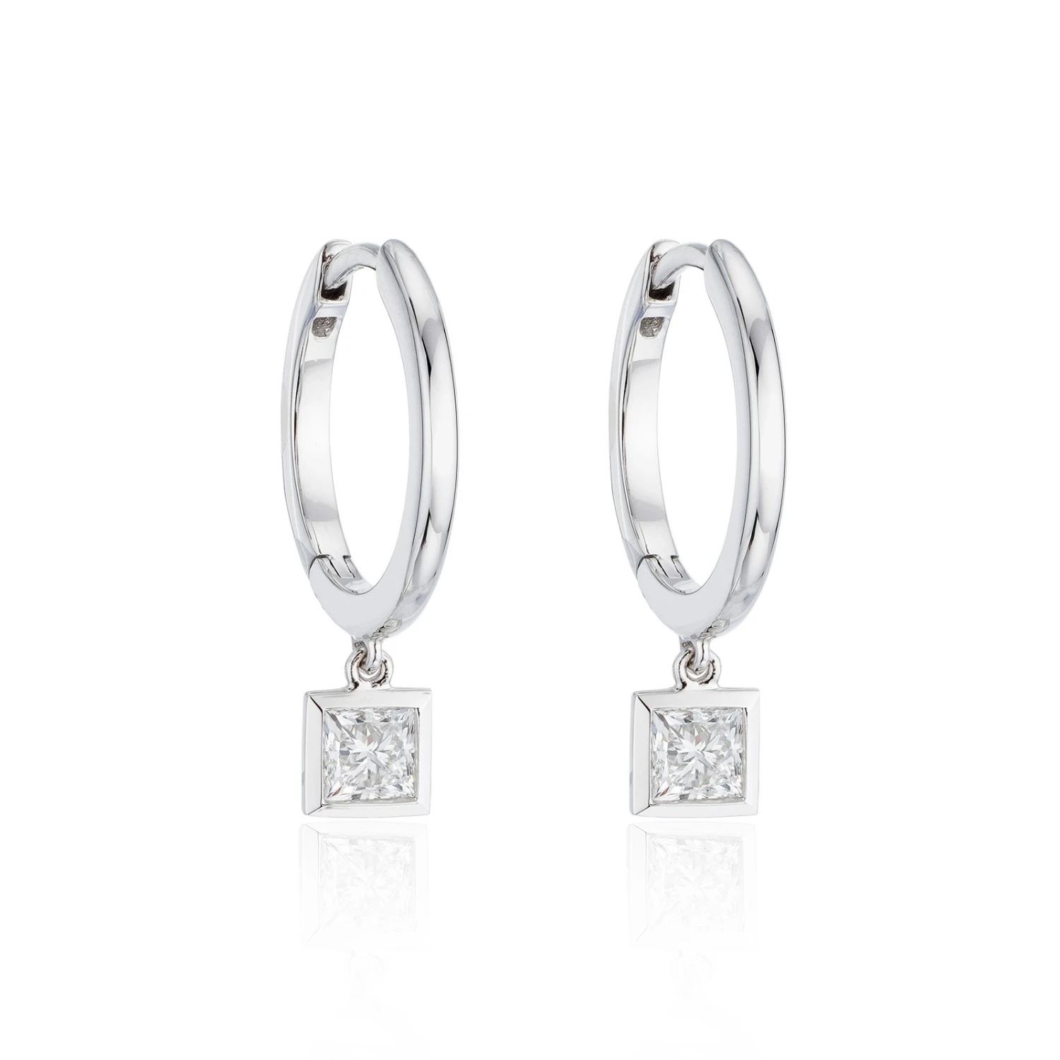 Chisholm Hunter 18ct White Gold 0.60ct Princess Cut Diamond Hoop Earrings 3 Chisholm Hunter 18ct White Gold 0.60ct Princess Cut Diamond Hoop Earrings
