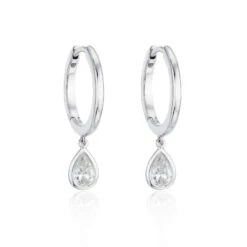 Chisholm Hunter 18ct White Gold 0.60ct Pear Diamond Hoop Earrings