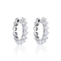 Chisholm Hunter 18ct White Gold Round Brilliant 1.50ct Diamond Hoop Earrings