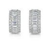 Chisholm Hunter 18ct White Gold Baguette And Round Brilliant Cut Diamond 1.25ct Cluster Hoops