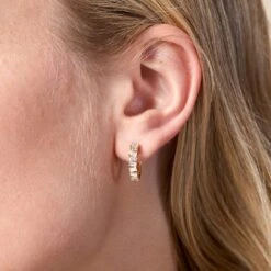 Chisholm Hunter 18ct Yellow Gold Emerald Cut 1.01ct Diamond Hoop Earrings -Chisholm Hunter 15 121 04 0092 om 2