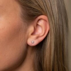 Chisholm Hunter 18ct Yellow Gold 0.33ct Round Brilliant 4 Claw Diamond Solitaire Earrings -Chisholm Hunter 15 121 05 0036 lifestyle option b a