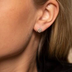 Chisholm Hunter 18ct Yellow Gold 0.50ct Diamond Halo Earrings -Chisholm Hunter 15 121 05 0041