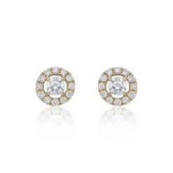 Chisholm Hunter 18ct Yellow Gold 0.50ct Diamond Halo Earrings