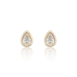 Chisholm Hunter 18ct Yellow Gold 0.28ct Pear Solitaire Diamond Earrings