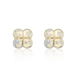 Chisholm Hunter 18ct Yellow Gold 0.30ct Round Brilliant Cluster Flower Style Earrings
