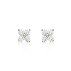 Chisholm Hunter 18ct Yellow Gold 0.80ct Round Brilliant Flower Cluster Diamond Earrings