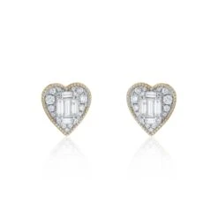 Chisholm Hunter 18ct Yellow Gold 0.50ct Mixed Cut Heart Cluster Earrings