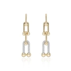 Chisholm Hunter 18ct Yellow Gold Round Brilliant 0.27ct Pavé Link Drop Earrings