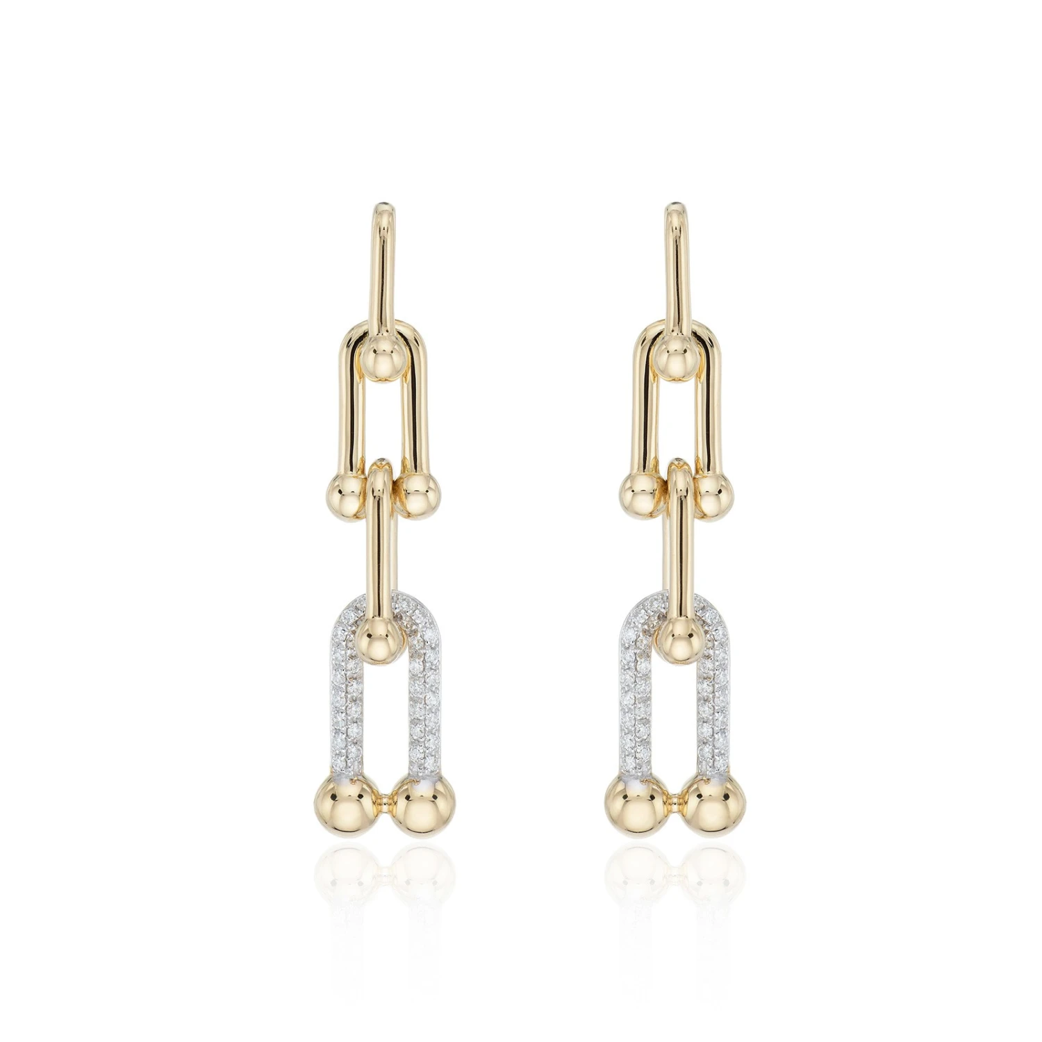 Chisholm Hunter 18ct Yellow Gold Round Brilliant 0.27ct Pavé Link Drop Earrings 3 Chisholm Hunter 18ct Yellow Gold Round Brilliant 0.27ct Pavé Link Drop Earrings