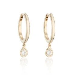 Chisholm Hunter 18ct Yellow Gold 0.28ct Pear Diamond Hoop Earrings