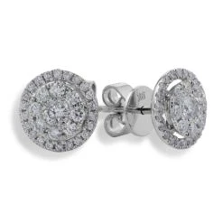 Chisholm Hunter 9ct White Gold Brilliant Cut 0.55ct Diamond Halo Stud Earrings