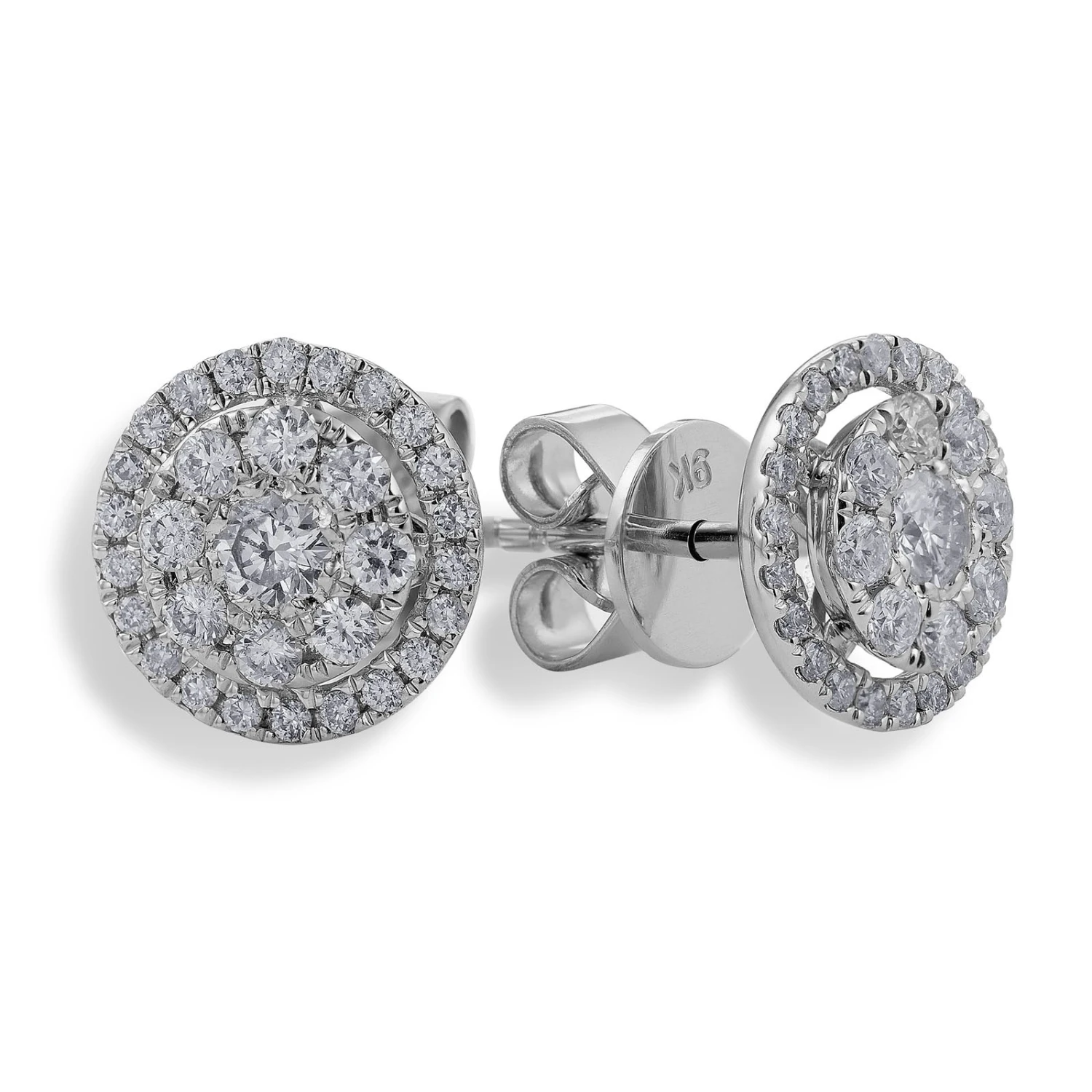Chisholm Hunter 9ct White Gold Brilliant Cut 0.55ct Diamond Halo Stud Earrings 3 Chisholm Hunter 9ct White Gold Brilliant Cut 0.55ct Diamond Halo Stud Earrings