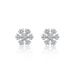 Chisholm Hunter 9ct White Gold Brilliant Cut 0.37ct Diamond Snowflake Stud Earrings