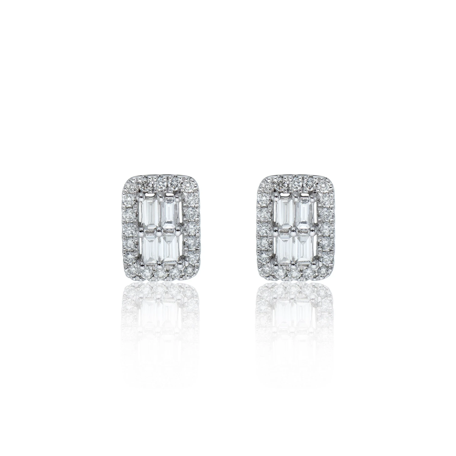 Chisholm Hunter 9ct White Gold Baguette 0.43ct Diamond Cluster Earrings 3 Chisholm Hunter 9ct White Gold Baguette 0.43ct Diamond Cluster Earrings